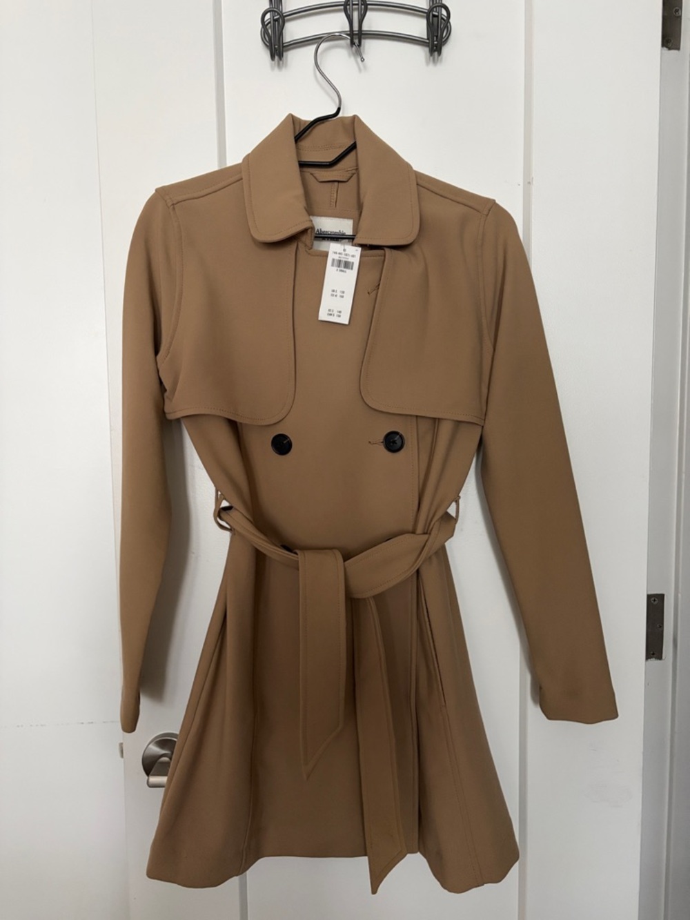 Classic Camel Trench Coat with Tie Belt